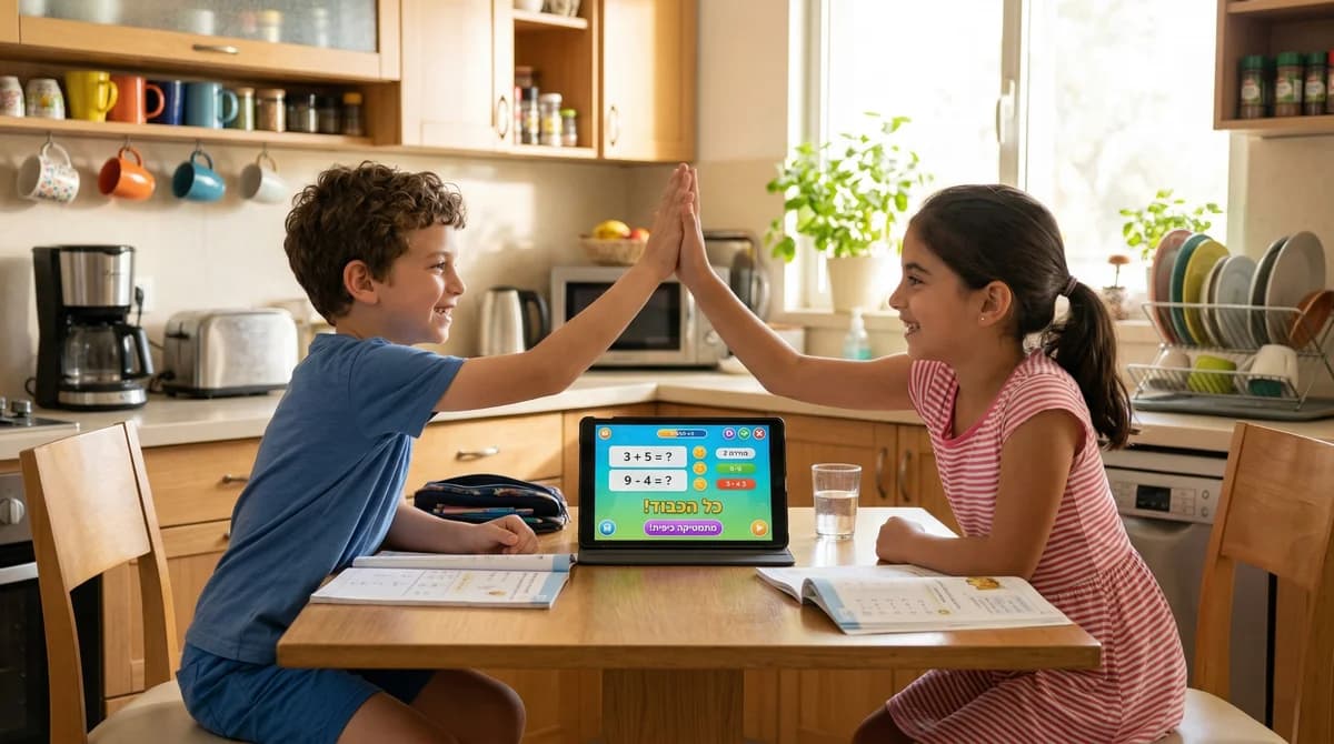 ילד חוגג הצלחה