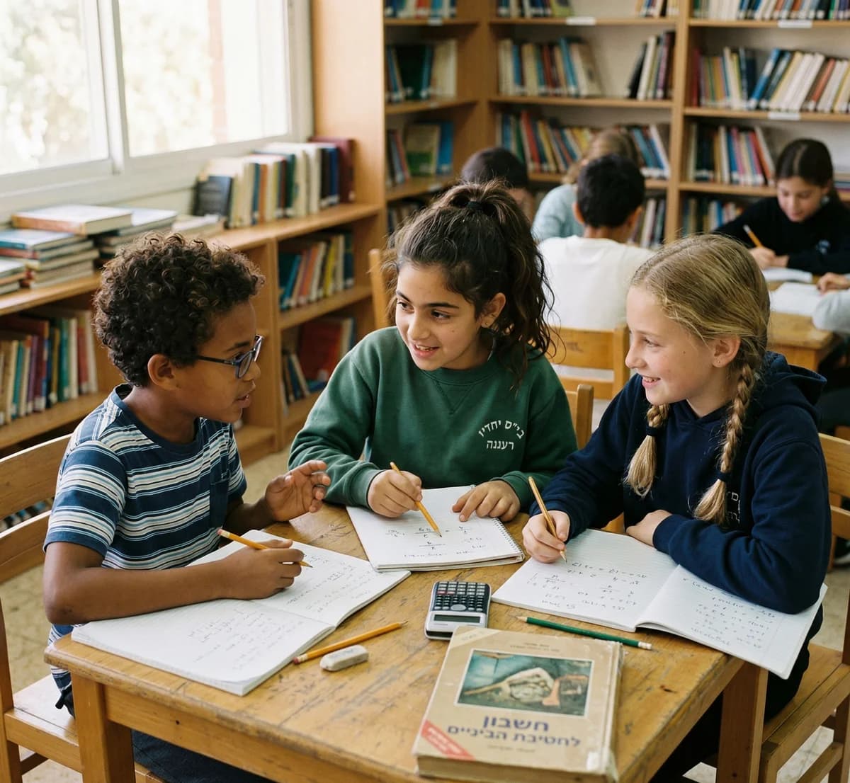 ילדים לומדים יחד בכיתה